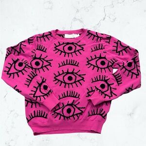 Eye Pattern Pink Sweater • Size Small